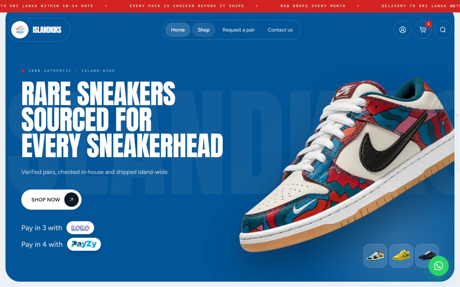 Sneaker reselling store for IslandKiks